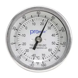 PROSENSE T30-N40160-25C Bi-Metal Dial Thermometer, 3 Inch Dia., 2-1/2 Inch Insertion Length | CV8DDF