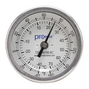 PROSENSE T30-N40160-6C Bi-Metal Dial Thermometer, 3 Inch Dia., 6 Inch Insertion Length | CV8DDH