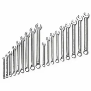 PROTO J1200CS Combination Wrench Set, Alloy Steel, Chrome, 18 Tools, 15 Deg Head Offset Angle, Offset | CT8DYZ 449P51