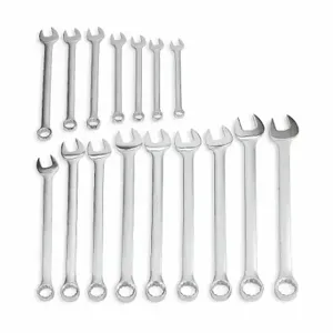 PROTO J1200F-HD Combination Wrench Set, Alloy Steel, Satin, 16 Tools, 15 Deg Head Offset Angle, Offset | CT8DZW 449P45