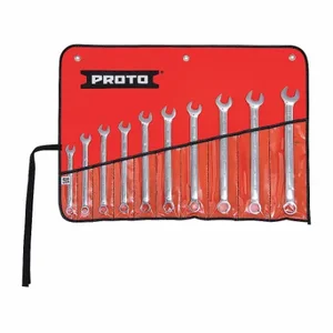 PROTO J1200MHASDT500 Combination Wrench Set, Alloy Steel, Chrome, 10 Tools, 10 mm to 19 mm Range of Head Sizes | CT8DYR 449P06