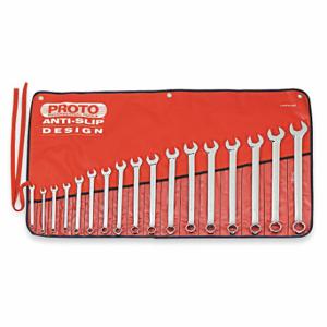 PROTO J1200RM-T500 Combination Wrench Set, Alloy Steel, Chrome, 17 Tools, 7 mm to 24 mm Range of Head Sizes | CT8DYY 449P03