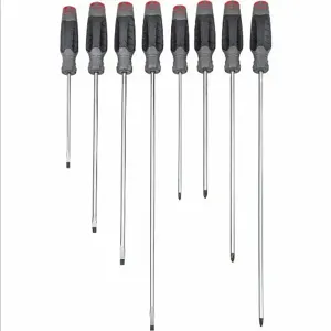 PROTO J1208SCLF Screwdriver Set, Cabinet/Keystone/Phillips Tip, #1/1/4 in/#2/3/16 Inch Tip, Pack Of 8 | CN2QWN J1208SCL / 13G270