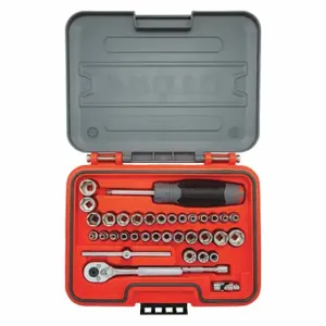 PROTO J47336S Socket Set, 1/4 Inch Drive Size, 36 Pieces, 1/8 Inch To 5/8 In, 4 mm To 16 mm Socket Size | CT8FQM 60MK93