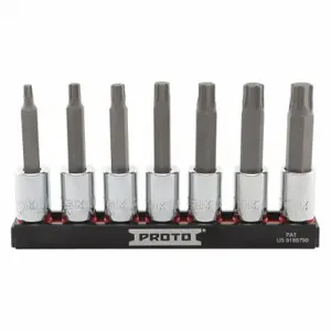 PROTO J4990R7MM Socket Bit Set, 3/8 Inch Drive Size, 7 PK, 4 mm To 10 mm Range Of Tip Sizes, Metric | CT8FHA 56JT06