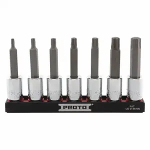 PROTO J4990R7SAE Socket Bit Set, 3/8 Inch Drive Size, 7 PK, 1/8 Inch To 3/8 Inch Range Of Tip Sizes | CT8FGZ 56JT35