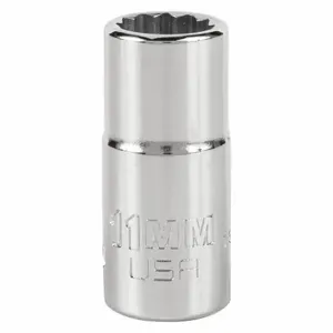 PROTO J5211MN Socket, 3/8 Inch Drive Size, 11 mm Socket Size, 12-Point Chrome | CT8GVQ 483H78