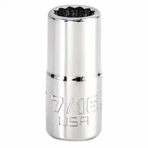 PROTO J5214N Socket, 3/8 Inch Drive Size, 7/16 Inch Socket Size, 12-Point Chrome, Alloy Steel | CT8GTQ 483H84