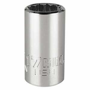 PROTO J5217MN Socket, 3/8 Inch Drive Size, 17 mm Socket Size, 12-Point Chrome, Metric | CT8GPV 483H88