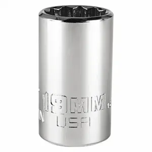 PROTO J5219MN Socket, 3/8 Inch Drive Size, 19 mm Socket Size, 12-Point Chrome, Metric | CT8GQE 483H91