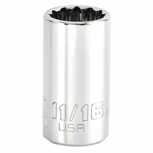 PROTO J5222N Socket, 3/8 Inch Drive Size, 11/16 Inch Socket Size, 12-Point Chrome | CT8GMZ 483H93