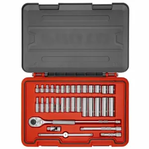 PROTO J52234S Socket Set, 3/8 Inch Drive Size, 34 Pieces, 6 mm To 19 mm Socket Size Range | CT8FQT 60ML03