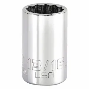 PROTO J5226N Socket, 3/8 Inch Drive Size, 13/16 Inch Socket Size, 12-Point Chrome | CT8GNW 483H98