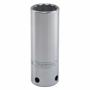 PROTO J5313M-TT Socket, 1/2 Inch Drive Size, 13 mm Socket Size, 12-Point, Deep, Chrome | CT8GAF 49XF92