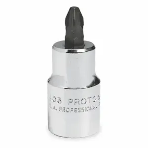 PROTO J5404 Socket Bit, 1/2 Inch Drive Size, Phillips Tip, #4 Tip Size, 2 5/32 Inch Length, Sae | CT8FJP 426J05