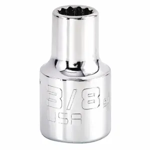 PROTO J5412N Socket, 1/2 Inch Drive Size, 3/8 Inch Socket Size, 12-Point Chrome, Alloy Steel | CT8GDP 483G85