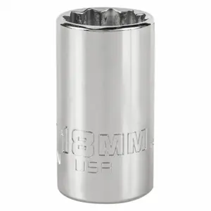 PROTO J5418MN Socket, 1/2 Inch Drive Size, 18 mm Socket Size, 12-Point Chrome, Metric, Alloy Steel | CT8GBJ 483G93