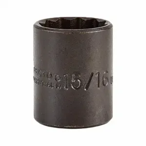 PROTO J5430B Socket, 1/2 Inch Drive Size, 15/16 Inch Socket Size, 12-Point Black Oxide | CT8GUZ 1AM99