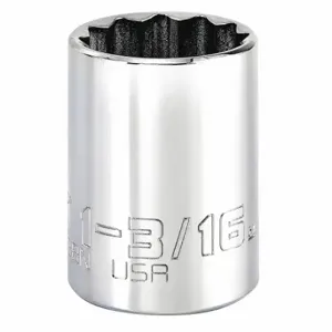 PROTO J5438N Socket, 1/2 Inch Drive Size, 1 3/16 Inch Socket Size, 12-Point Chrome | CT8FYT 483H15