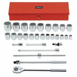 PROTO J55104A Socket Set, 7/8 Inch To 2 3/8 Inch Socket Range, 3/4 Inch Drive, Chrome | CH6PVK 783RZ0