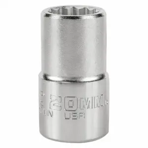 PROTO J5520MN Socket, 3/4 Inch Drive Size, 20 mm Socket Size, 12-Point Chrome | CT8GLH 483H55