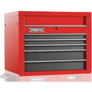 PROTO J553427-5SG Red Top Chest, 27 Inch H x 34 Inch W x 25-1/4 Inch D, Number of Drawers 5 | CD3FNC 48VA26