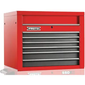 PROTO J553427-6SG Red Top Chest, 27 Inch H x 34 W x 25-1/4 Inch D, No. of Drawers 6 | CD2LBA 48VA20