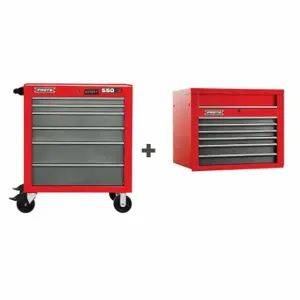 PROTO J553441-6SG/J553427-6SG Rolling Cabinet, Matte Red, 34 Inch Width X 25 1/4 Inch Depth X 68 Inch Height | CT8FDY 360WH2