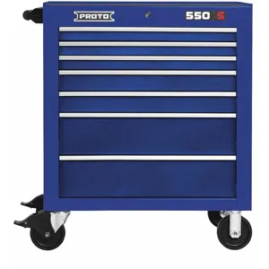 PROTO J553441-7BL Blue Rolling Cabinet, 41 Inch H x 34 Inch W x 25-1/4 Inch D, Number of Drawers 7 | CD3FMW 48VA12