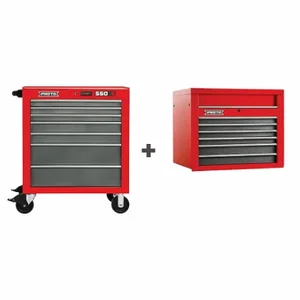 PROTO J553441-7SG/J553427-6SG Rolling Cabinet, Matte Red, 34 Inch Width X 25 1/4 Inch Depth X 68 Inch Height | CT8FDW 360WH1