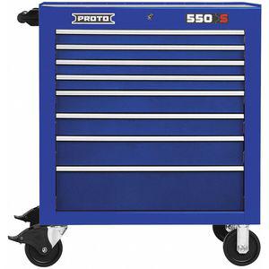 PROTO J553441-8BL Blue Rolling Cabinet, 41 Inch H x 34 Inch W x 25-1/4 Inch D, Number of Drawers 8 | CD3KGH 48VA06