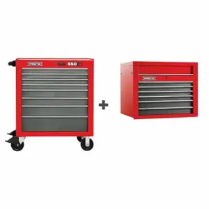 PROTO J553441-8SG/J553427-6SG Rolling Cabinet, Matte Red, 34 Inch Width X 25 1/4 Inch Depth X 68 Inch Height | CT8FDX 360WH0