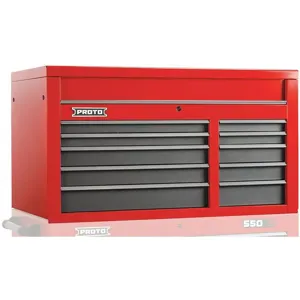 PROTO J555027-10SG Red Top Chest, 27 Inch H x 50 Inch W x 25-1/4 Inch D, Number of Drawers 10 | CD3FMP 48UZ95