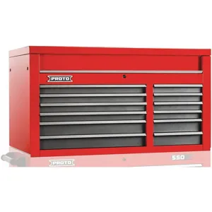 PROTO J555027-12SG Red Top Chest, 27 Inch H x 50 W x 25-1/4 Inch D, No. of Drawers 12 | CD2LAY 48UZ89