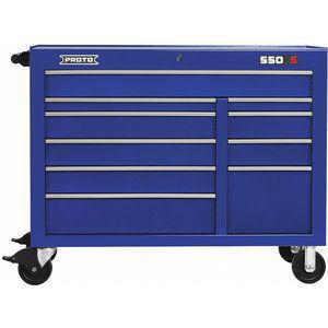 PROTO J555041-10BL Blauer Rollschrank, 41 Zoll H x 50 B x 25-1/4 Zoll T, Anzahl der Schubladen 10 | CD2HKT 48UZ80