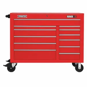 PROTO J555041-12RD Rolling Tool Cabinet, Gloss Red, 50 Inch Width X 25 1/4 Inch Depth X 41 Inch Height, Red | CT8HAX 48UZ66