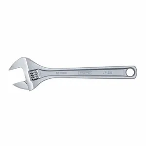 PROTO J712B Adjustable Wrench, Alloy Steel, Chrome, 12 1/8 Inch, 1 19/32 Inch Jaw Capacity, Plain | CH6PWF 61TH74