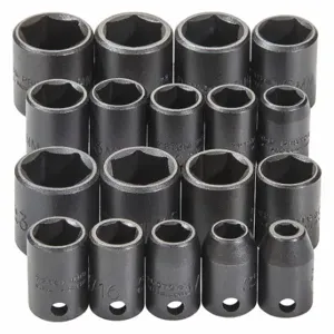 PROTO J72230 Impact Socket Set, 3/8 Inch Drive Size, 18 Pieces, 6-Point | CT8ENY 49XF45