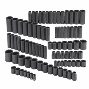 PROTO J7274 Impact Socket Set, 1/4 or 3/8 or 1/2 Inch Drive Size, 86 Pieces, 6-Point | CT8ENU 45EK97