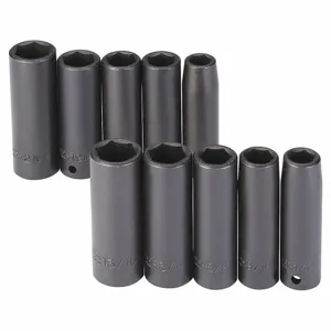 PROTO J74201 Impact Socket Set, 1/2 Inch Drive Size, 10 Pieces, 6-Point | CT8ENP 45EK92