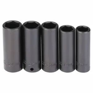 PROTO J74218 Impact Socket Set, 1/2 Inch Drive Size, 5 Pieces, 17 to 24 mm Socket Size Range | CT8ENT 45EK91