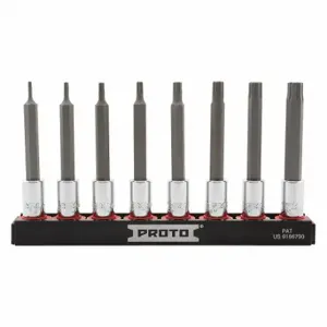 PROTO J7440R8MM Socket Bit Set, 1/4 Inch Drive Size, 10 PK, 1.5 mm To 7 mm Range Of Tip Sizes, Metric | CT8FGX 56JR97