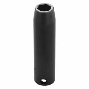 PROTO J7712HT Impact Socket, 3/8 Inch Drive Size, 3/8 Inch Socket Size, 6-Point, Deep, Black Oxide, SAE | CT8EPX 45TX78