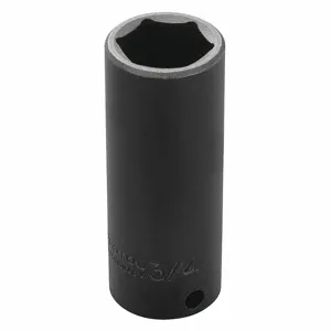 PROTO J7724HT Impact Socket, 3/8 Inch Drive Size, 3/4 Inch Socket Size, 6-Point, Deep, Black Oxide, SAE | CT8EPW 45TX82