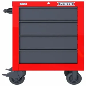 PROTO JSTV2739RS04RG Rolling Tool Cabinet, 27 Inch Overall Width, 22 3/8 Inch Overall Depth, Gloss Red | CH6PWX 60FF75