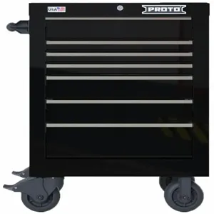 PROTO JSTV2739RS07BK Gloss Black, Heavy Duty, Rolling Tool Cabinet, 27 Inch Width, 22 3/8 Inch Depth | CH6PWY 60FF82