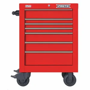 PROTO JSTV2739RS07RD Rolling Tool Cabinet, Gloss Red, 27 Inch Width X 22 3/8 Inch Depth X 38 1/2 Inch Height | CT8HAJ 60FF84