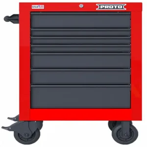 PROTO JSTV2739RS07RG Gloss Red, Heavy Duty, Rolling Tool Cabinet, 27 Inch Width, 22 3/8 Inch Depth | CH6PWZ 60FF80