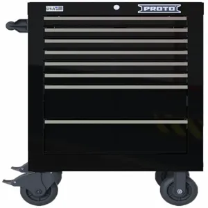 PROTO JSTV2739RS08BK Rolling Tool Cabinet, 27 Inch Overall Width, 22 3/8 Inch Overall Depth, Gloss Black | CH6PXA 60FF87