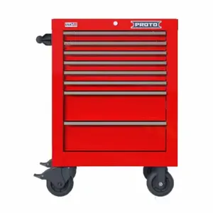 PROTO JSTV2739RS08RD Rolling Tool Cabinet, Gloss Red, 27 Inch Width X 22 3/8 Inch Depth X 38 1/2 Inch Height | CT8HAG 60FF89